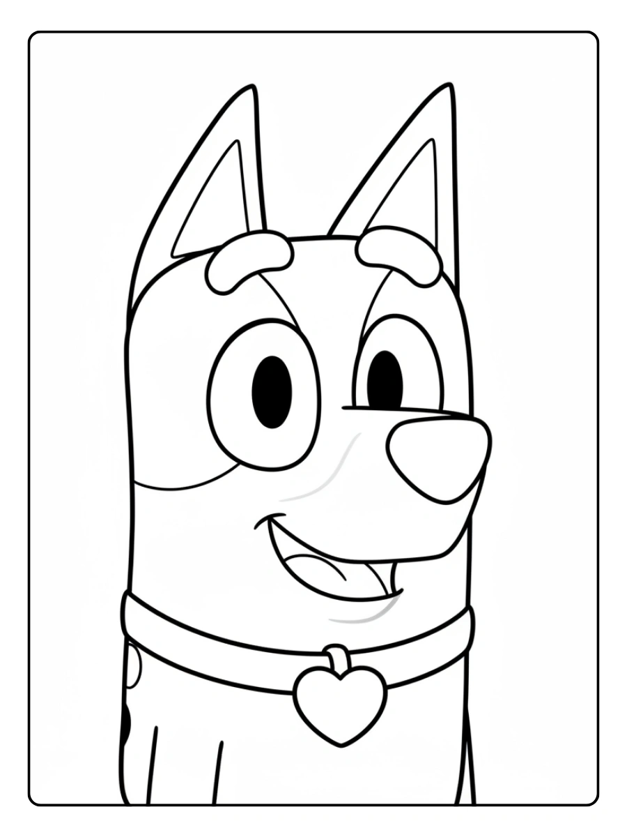Bluey Valentines Coloring Pages – Bluey Smiling Face Close Up