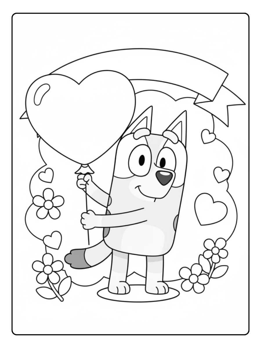 Bluey Valentines Coloring Pages – Bluey Valentine Decorations