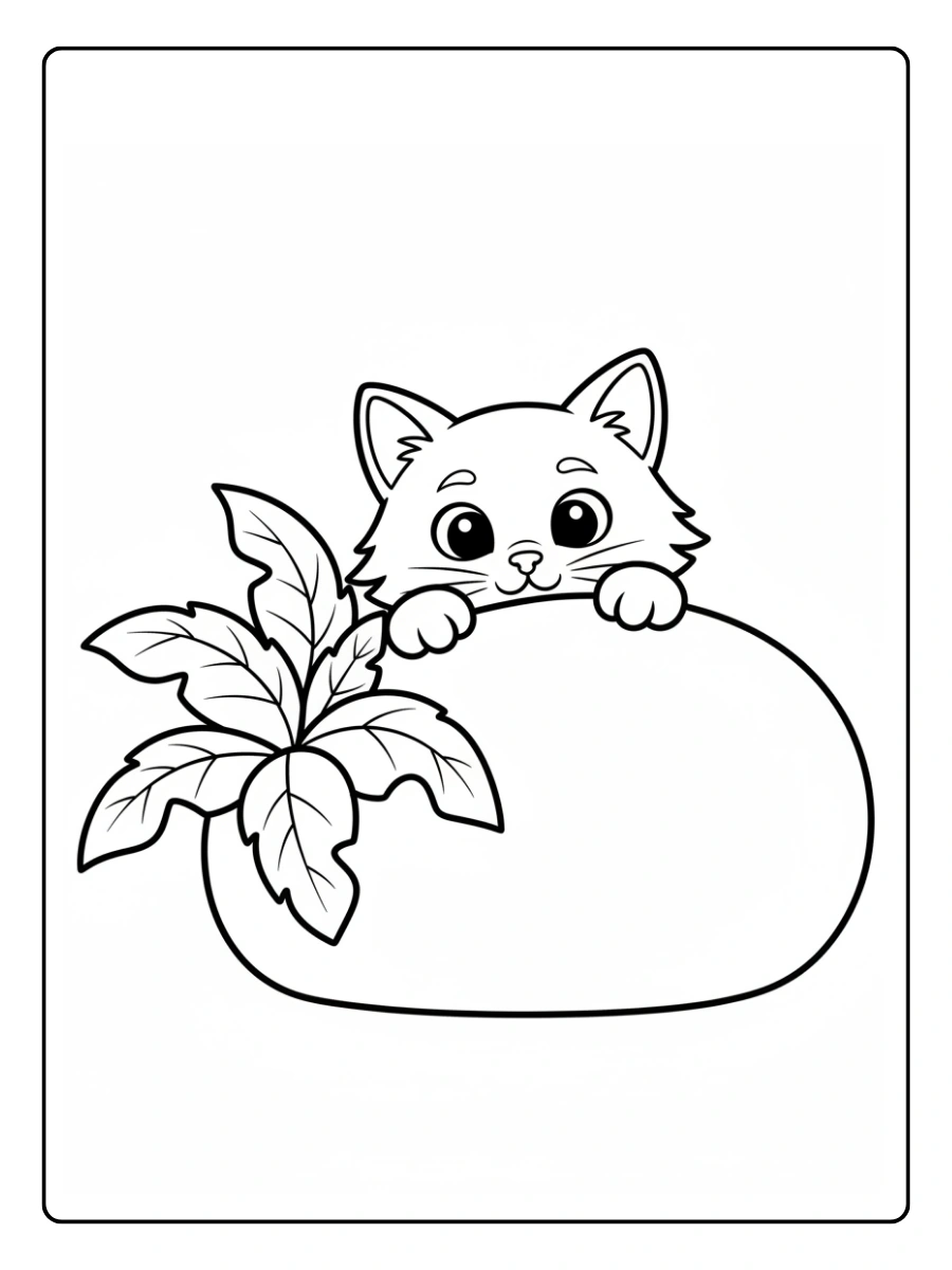 Cat Coloring Pages – Cat Peeking Out