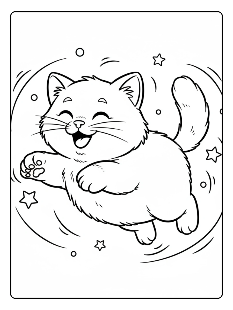 Cat Coloring Pages – Kitten Jumping Happily