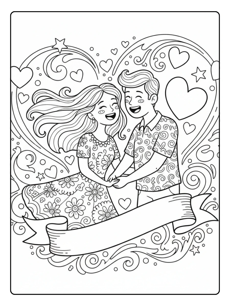 Couple Coloring Pages – Couple Celebrating Love