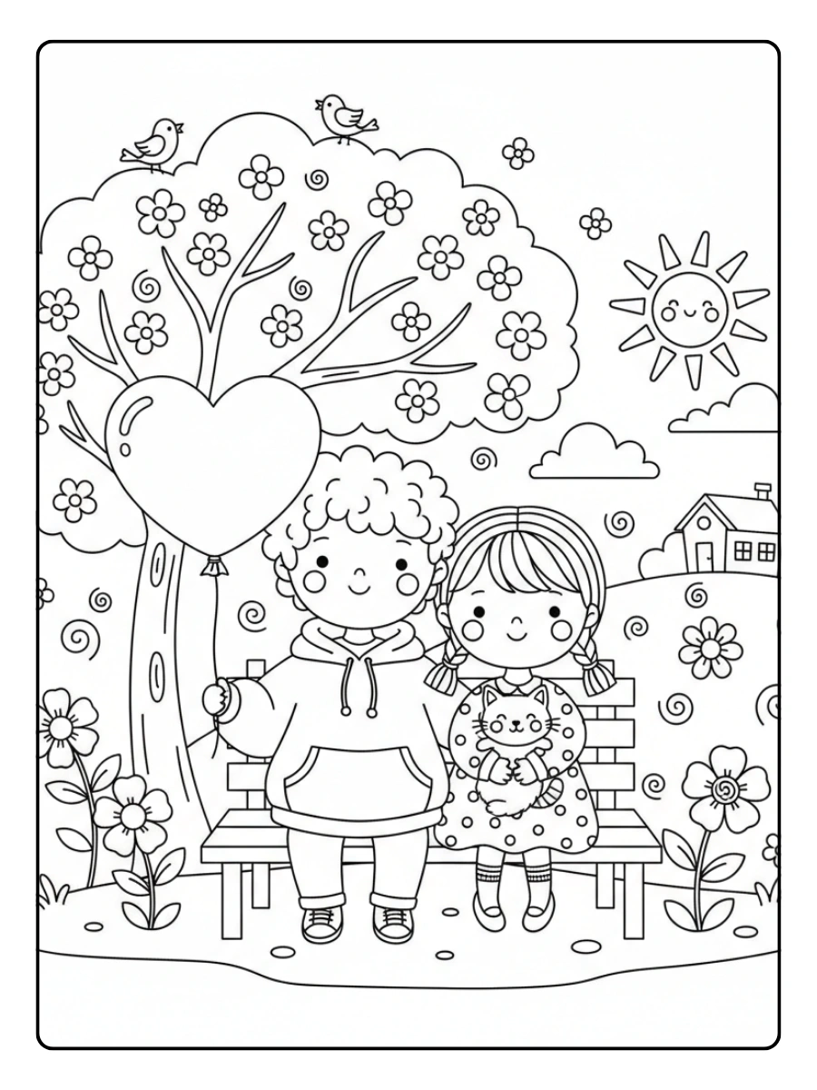 Couple Coloring Pages – Cute Cartoon Couple