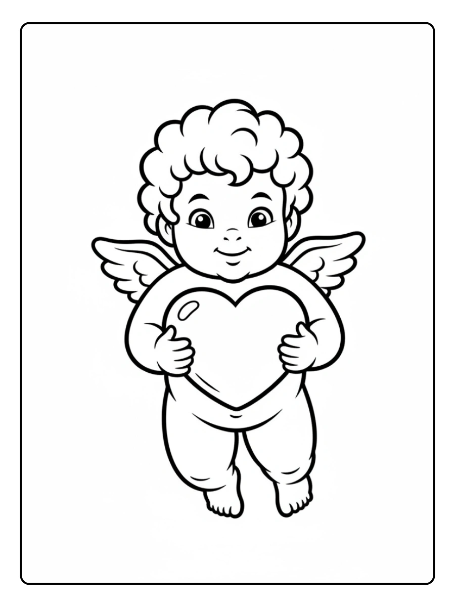 Cupid Coloring Pages – Cupid Holding Heart