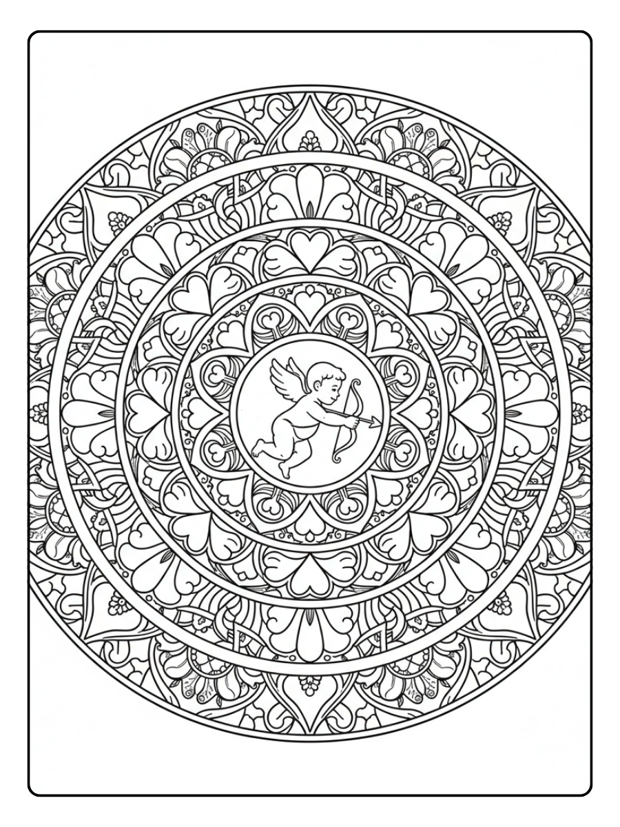 Cupid Coloring Pages – Cupid Mandala