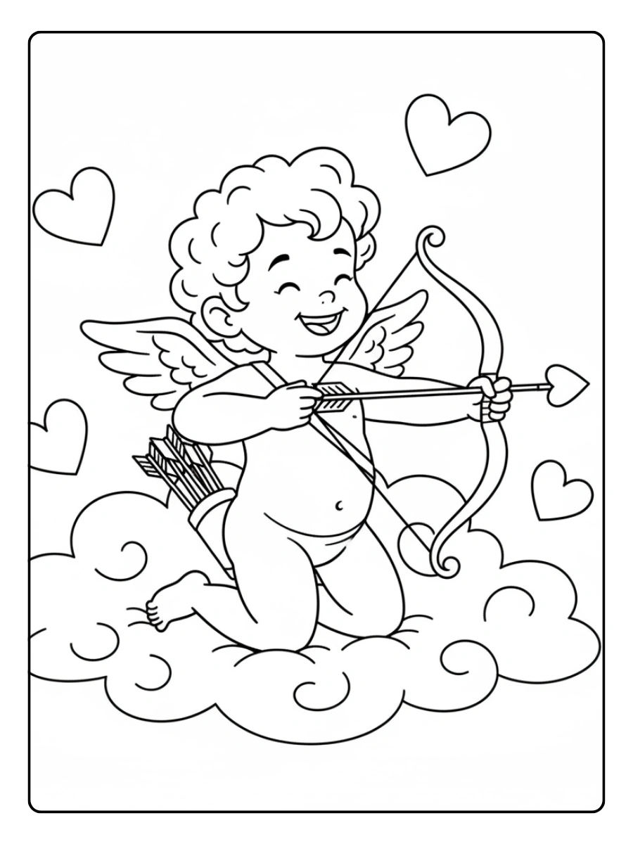 Cupid Coloring Pages – Cupid Shooting Arrow