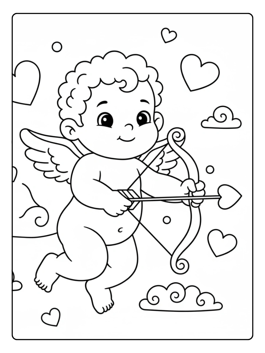 Cupid Coloring Pages – Cute Valentine Cupid