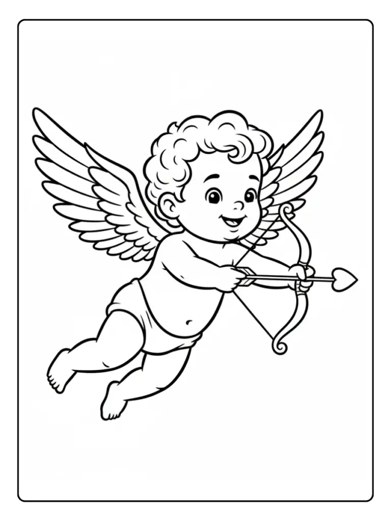 Cupid Coloring Pages – Flying Cupid