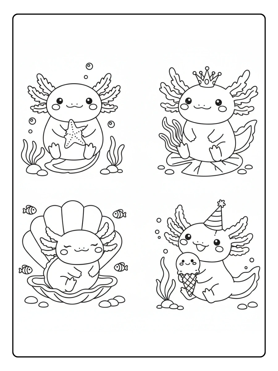 Cute Axolotl Coloring Pages – Axolotl with Cute Gills