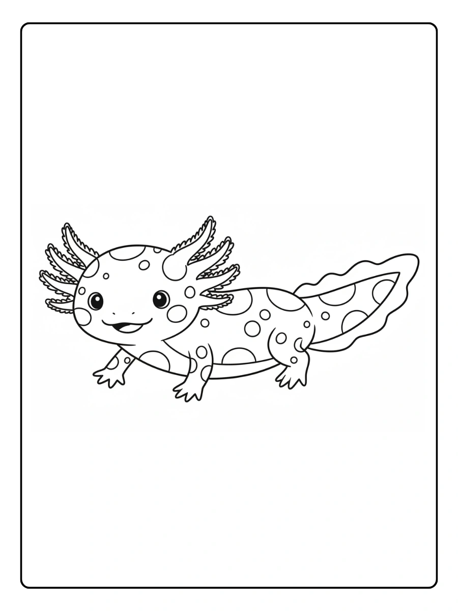 Cute Axolotl Coloring Pages – Axolotl with Polka Dots