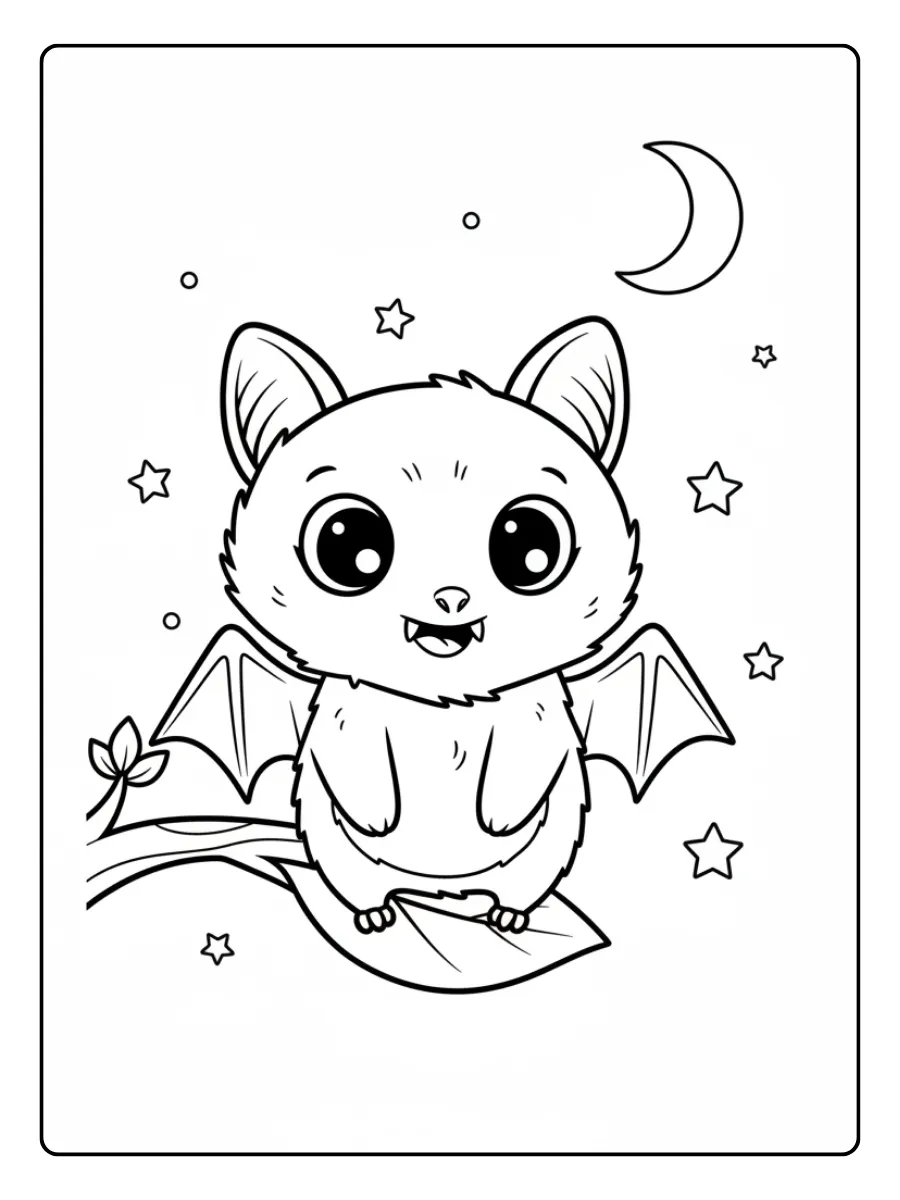 Cute Bat Coloring Pages – Cute Baby Bat Smiling