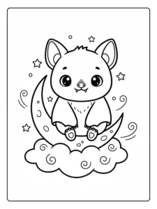 Cute Bat Coloring Pages – Cute Bat Sitting Calmly