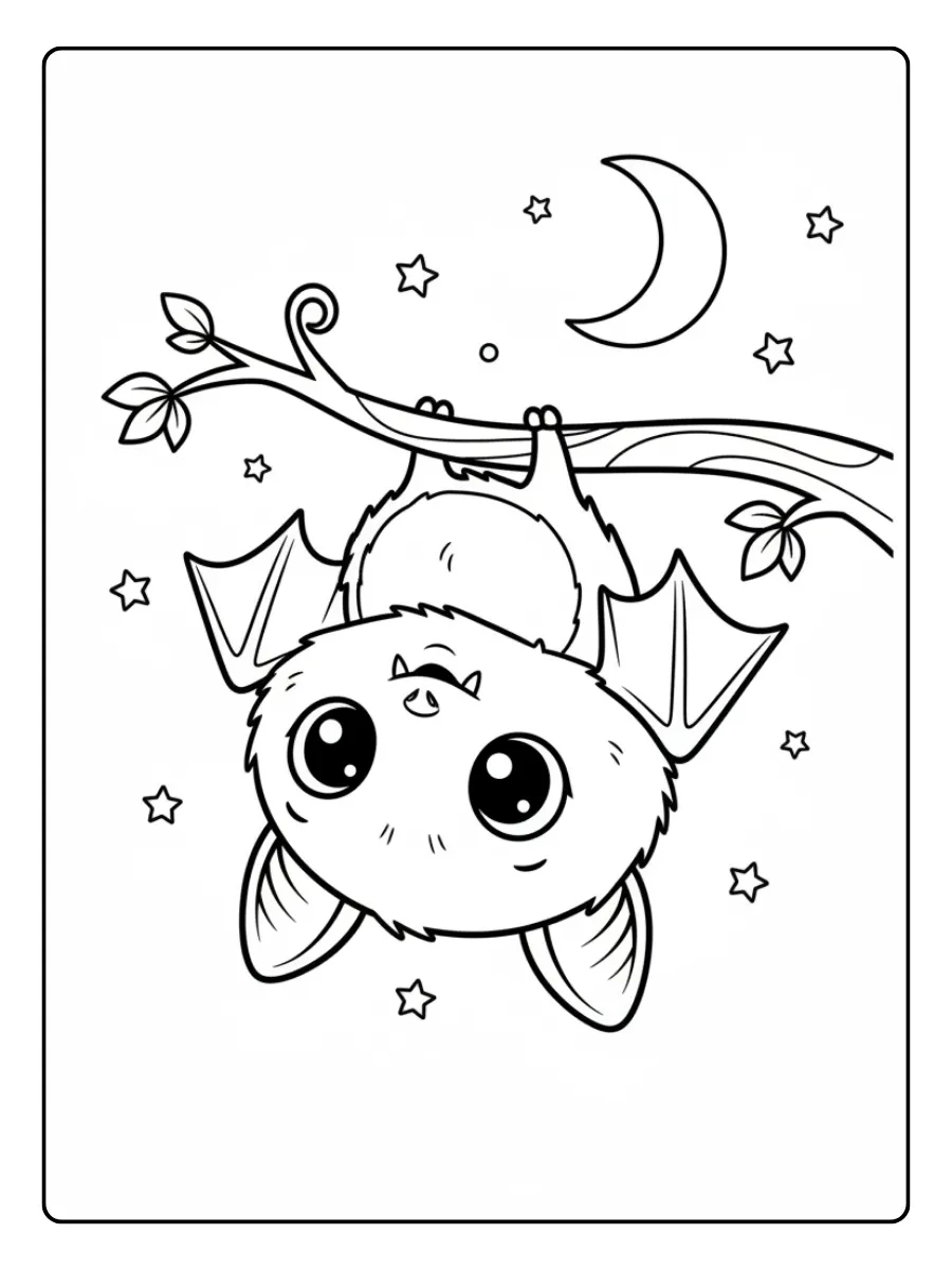 Cute Bat Coloring Pages – Cute Bat with Big Eyes