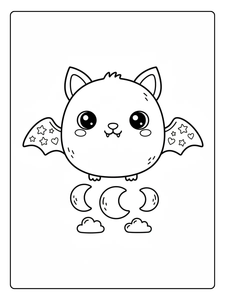 Cute Bat Coloring Pages – Kawaii Cute Bat
