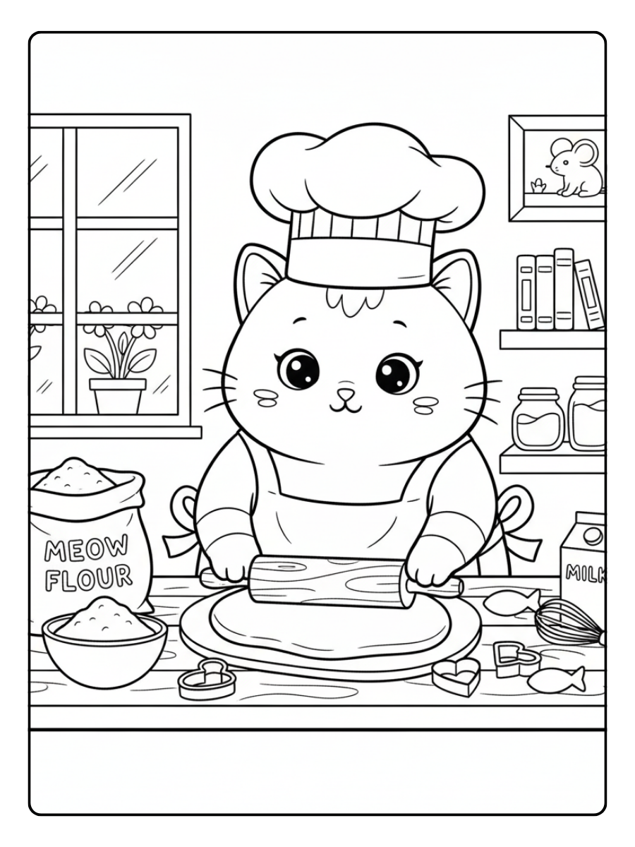 Cute Cat Coloring Pages – Cute Cat Chef