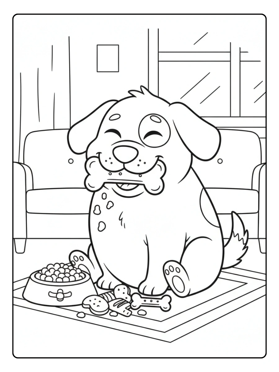 Cute Dog Coloring Pages – Cute Dog Eating Treats Cute Dog Coloring Pages – Cute Dog Eating Treats