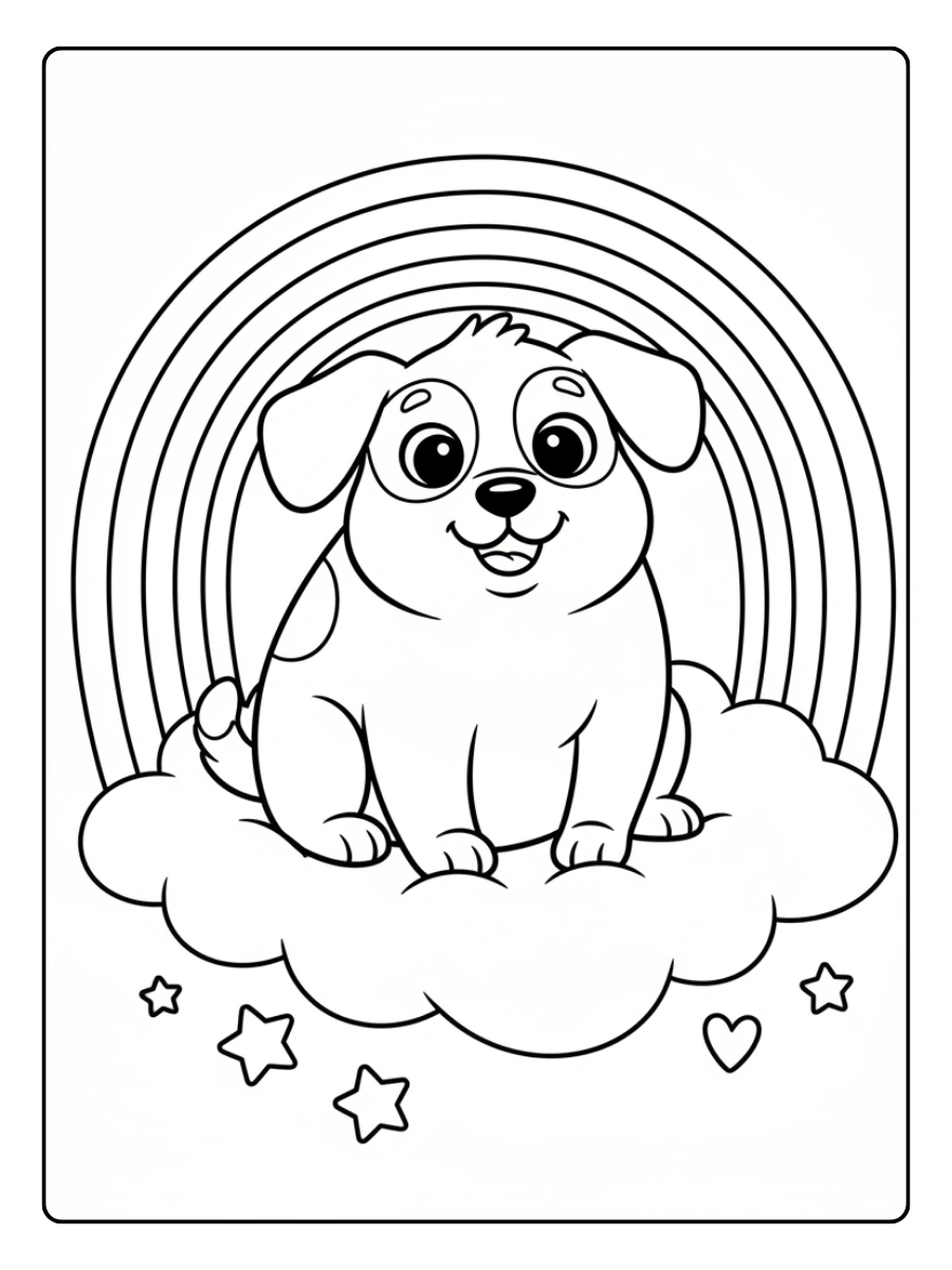 Cute Dog Coloring Pages – Cute Dog with Rainbow Cute Dog Coloring Pages – Cute Dog with Rainbow