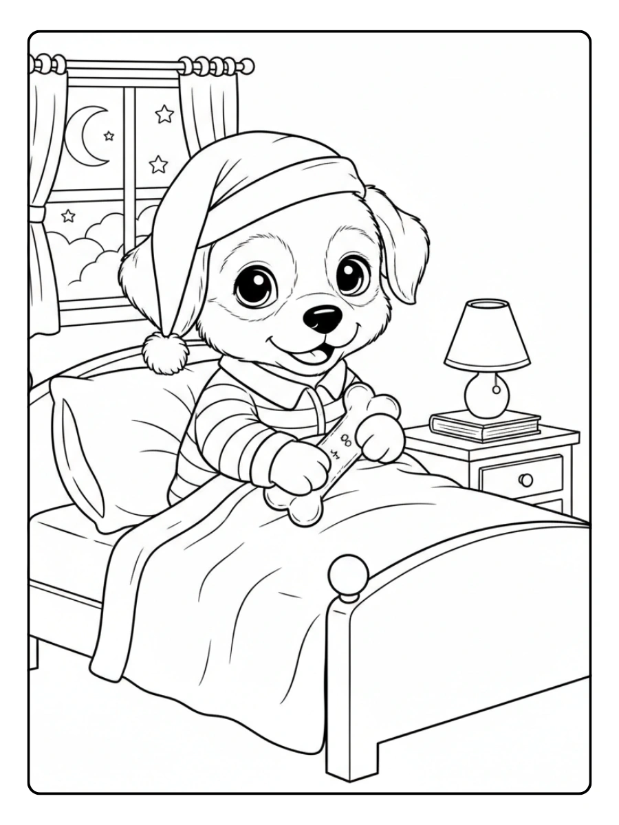 Cute Dog Coloring Pages – Puppy in Pajamas Cute Dog Coloring Pages – Puppy in Pajamas