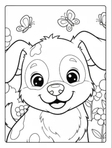 Cute Dog Coloring Pages – Smiling Puppy Close Up