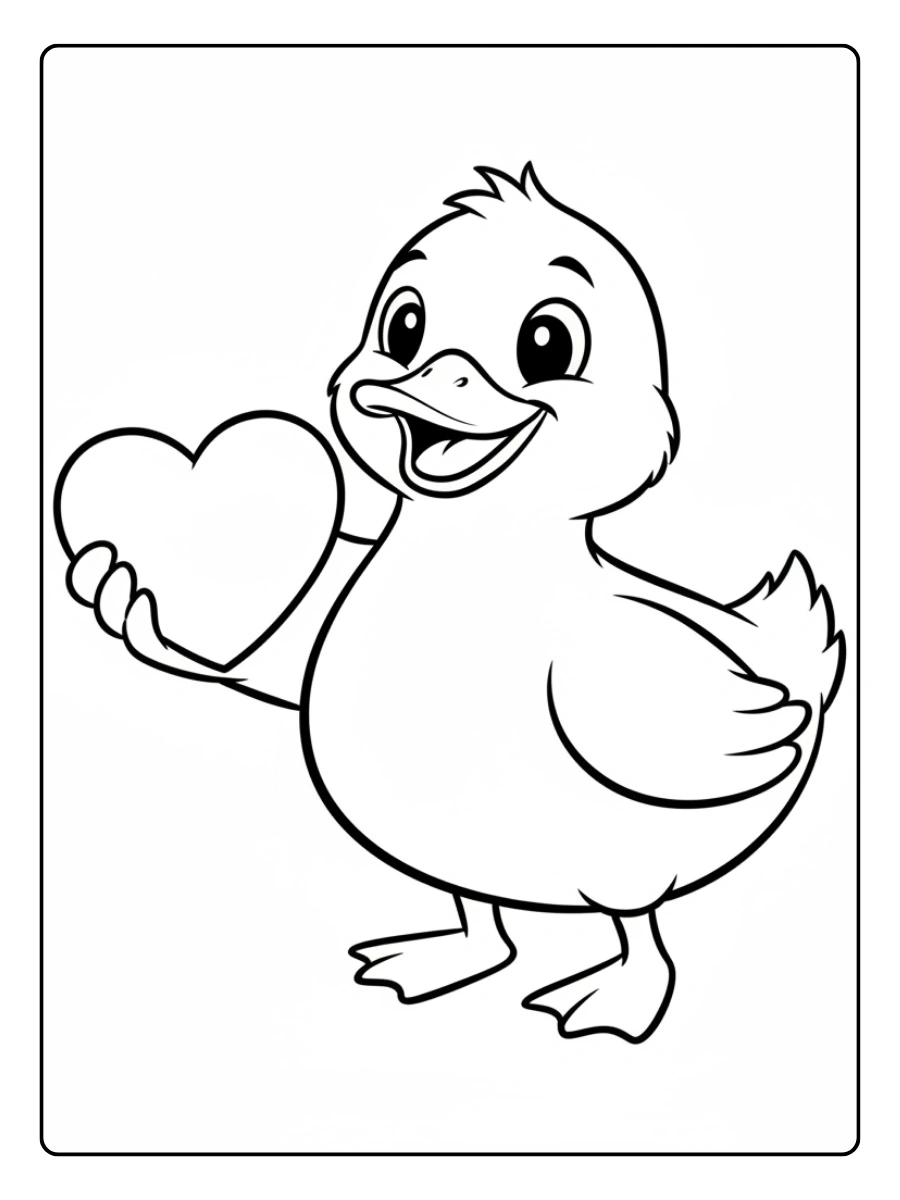 Cute Duck Coloring Pages – Duck with Heart Cute Duck Coloring Pages – Duck with Heart