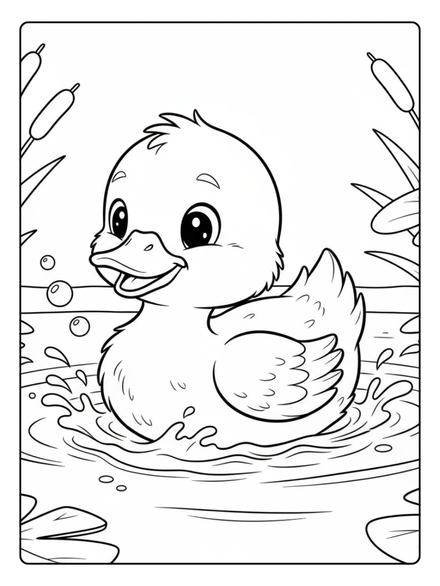 Cute Duck Coloring Pages – Duck with Water Cute Duck Coloring Pages – Duck with Water