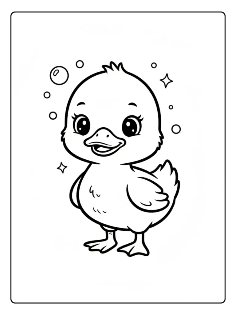 Cute Duck Coloring Pages – Easy Cute Duck