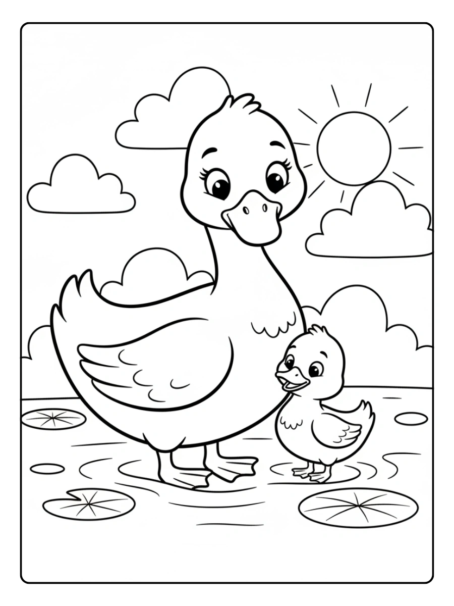 Cute Duck Coloring Pages – Mommy and Baby Duck Cute Duck Coloring Pages – Mommy and Baby Duck
