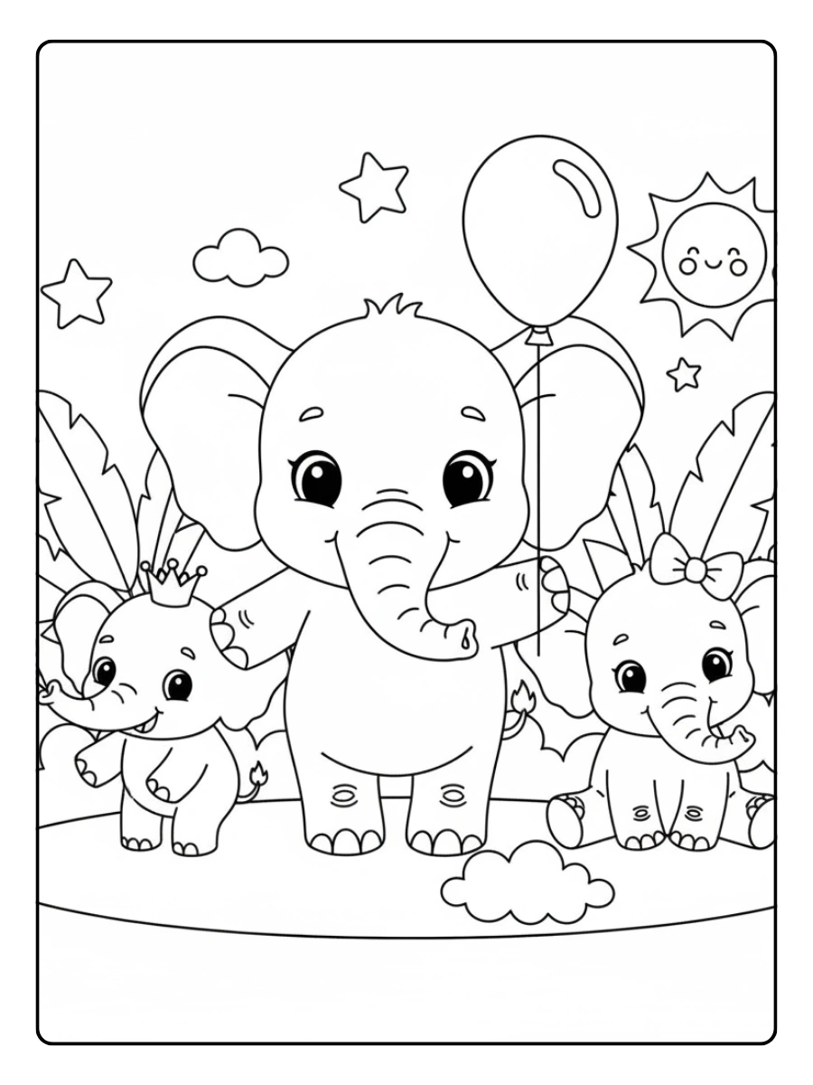 Cute Elephant Coloring Pages – Cute Elephant Group Cute Elephant Coloring Pages – Cute Elephant Group