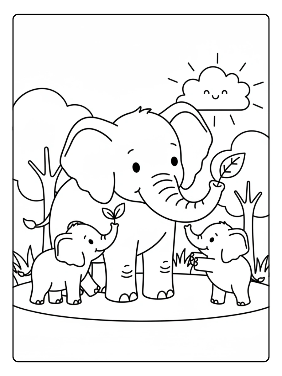 Cute Elephant Coloring Pages – Elephant Family Cute Elephant Coloring Pages – Elephant Family