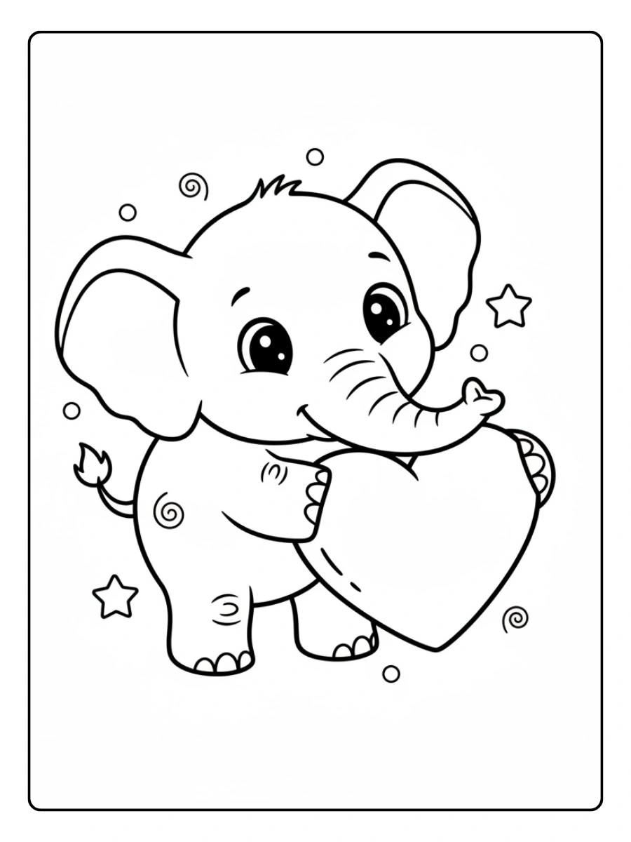Cute Elephant Coloring Pages – Elephant with Heart Cute Elephant Coloring Pages – Elephant with Heart