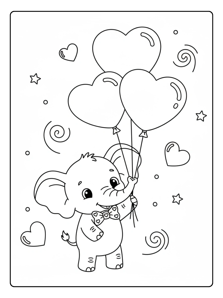 Cute Elephant Coloring Pages – Valentine Elephant Cute Elephant Coloring Pages – Valentine Elephant
