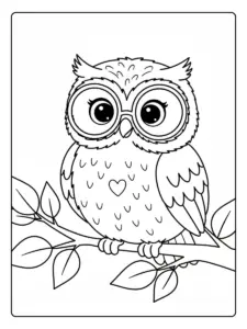 Cute Owl Coloring Pages – Owl with Glasses