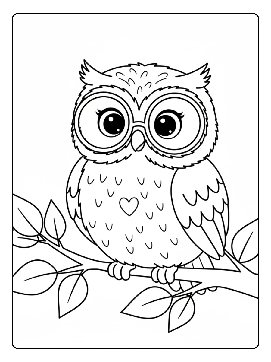 Cute Owl Coloring Pages – Owl with Glasses Cute Owl Coloring Pages – Owl with Glasses