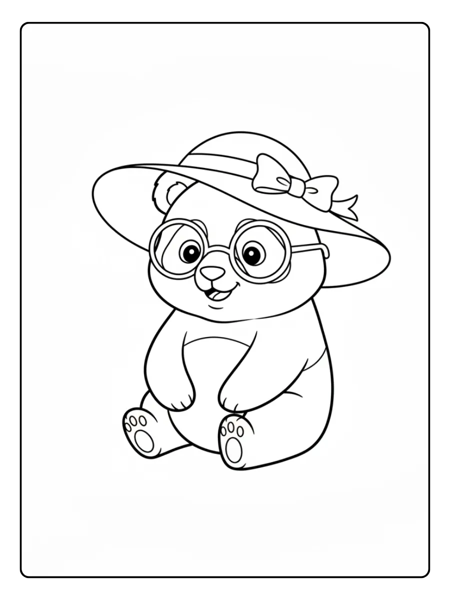 Cute Panda Coloring Pages – Cute Panda Wearing Hat