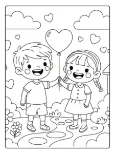 Cute Valentine Coloring Pages – Cute Couple Cartoon
