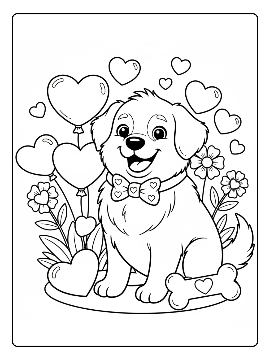 Cute Valentine Coloring Pages – Cute Dog Valentine