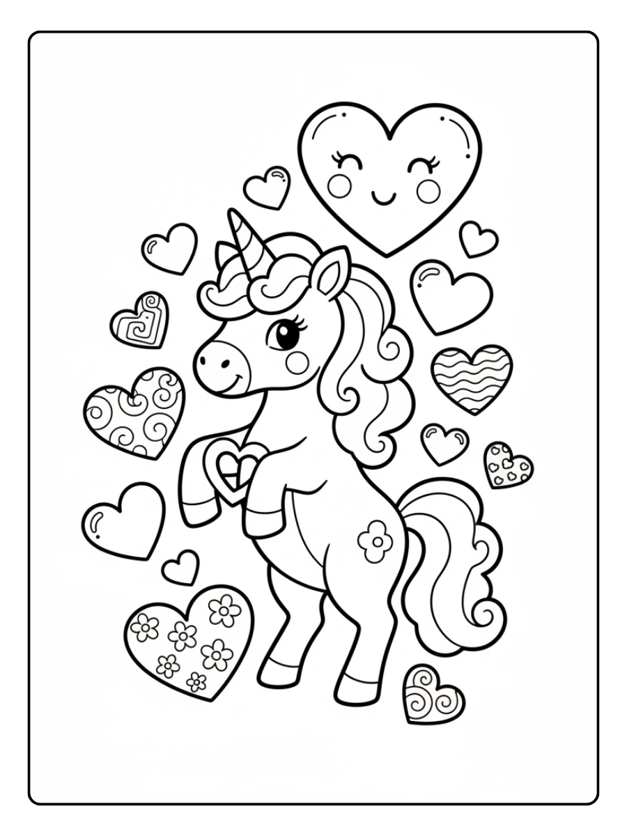 Cute Valentine Coloring Pages – Cute Unicorn Love