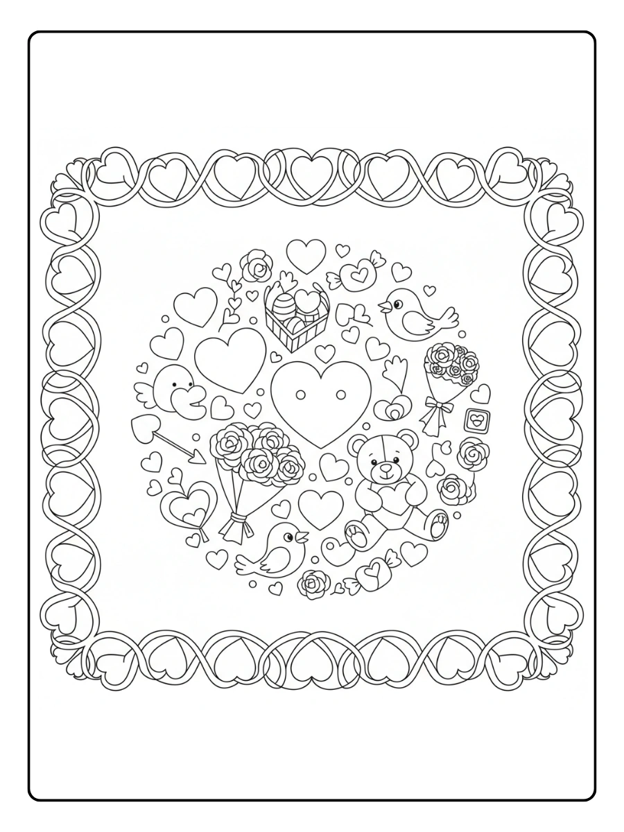 Cute Valentine Coloring Pages – Cute Valentine Border