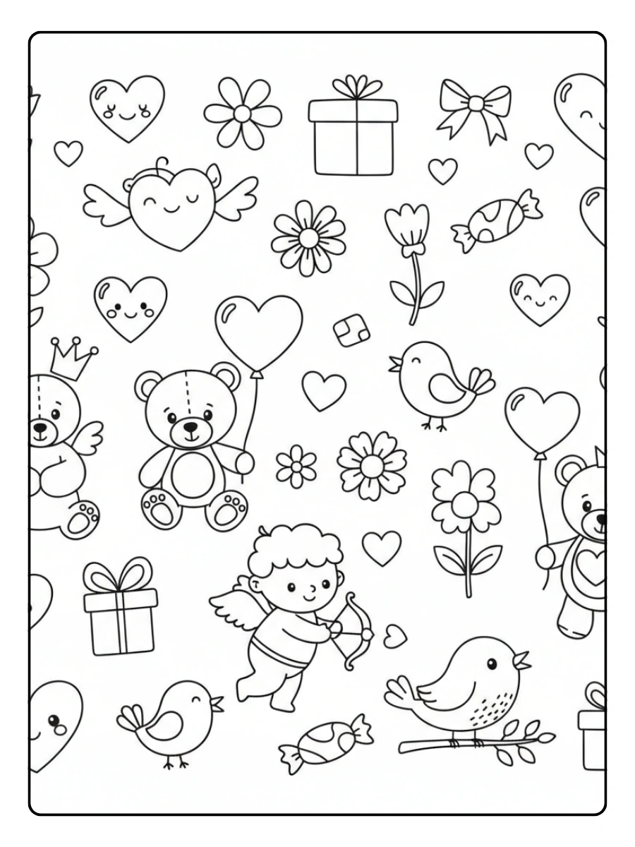 Cute Valentine Coloring Pages – Cute Valentine Doodles