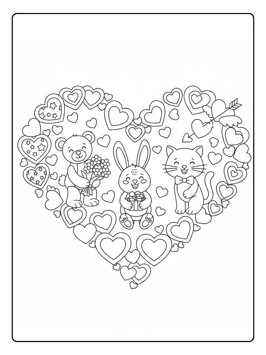 Cute Valentine Coloring Pages – Heart Shaped Valentine
