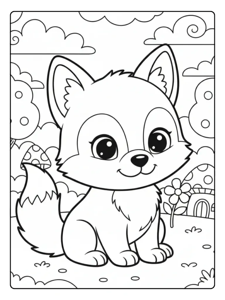 Cute Wolf Coloring Pages – Cute Wolf for Kids