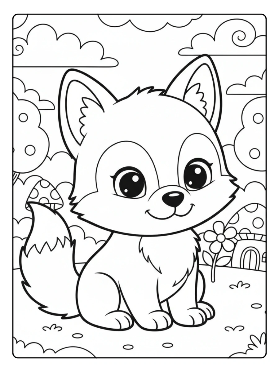 Cute Wolf Coloring Pages – Cute Wolf for Kids