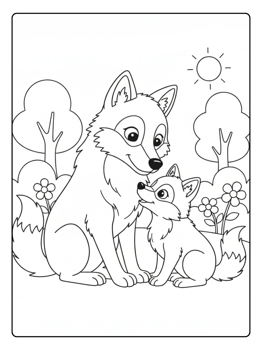 Cute Wolf Coloring Pages – Mommy and Baby Wolf Cute Wolf Coloring Pages – Mommy and Baby Wolf