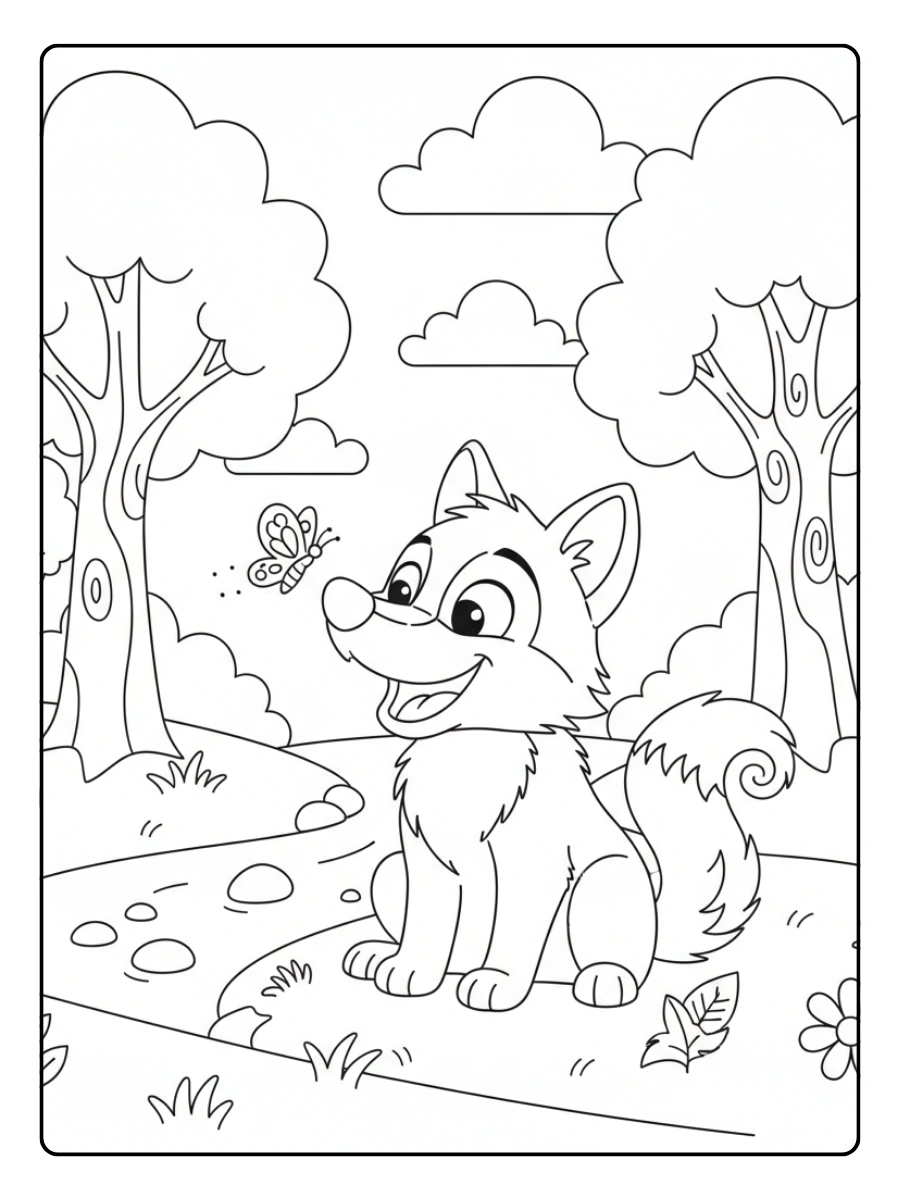 Cute Wolf Coloring Pages – Playful Wolf Cute Wolf Coloring Pages – Playful Wolf