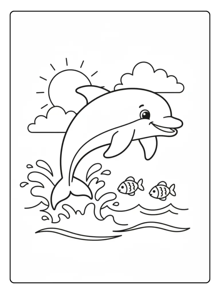 Dolphin Coloring Pages – Dolphin Playing