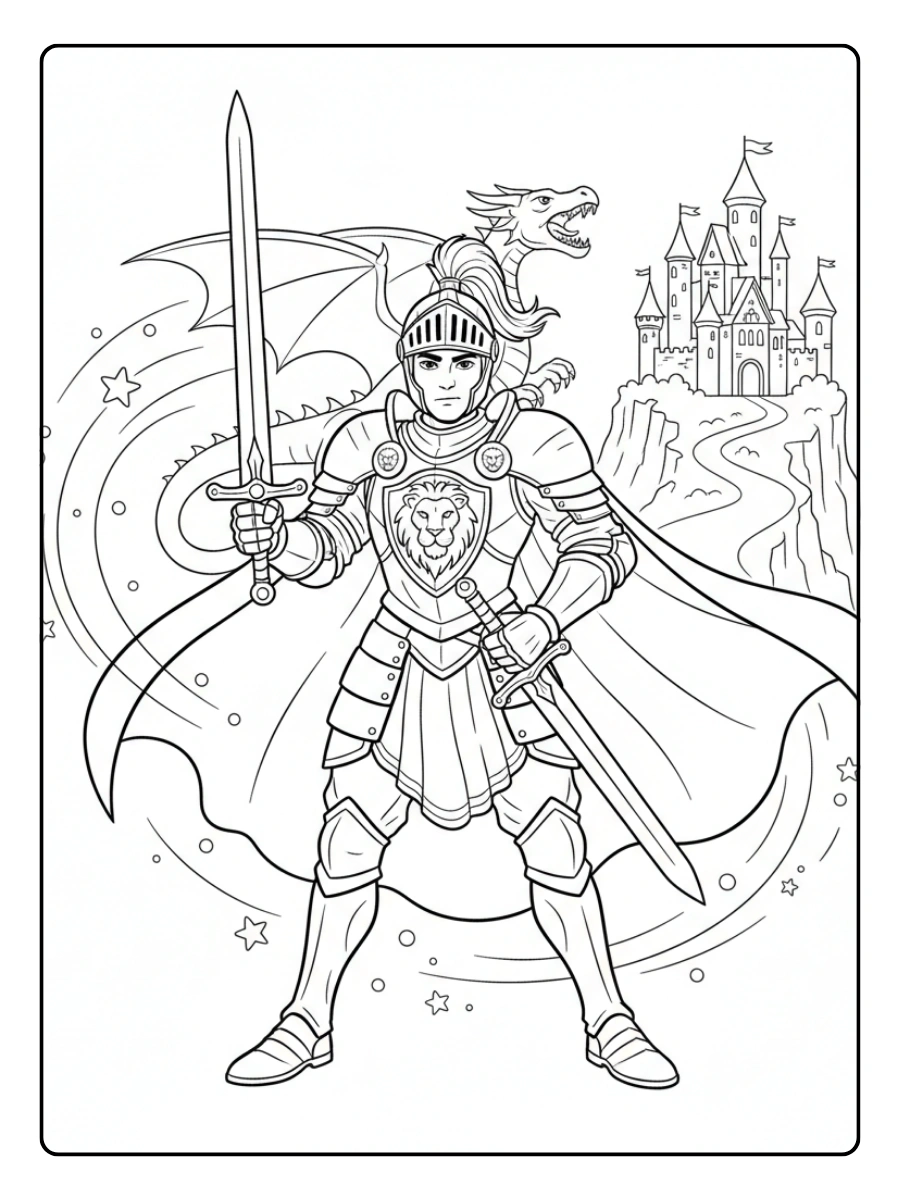 Fantasy Coloring Pages – Brave Knight