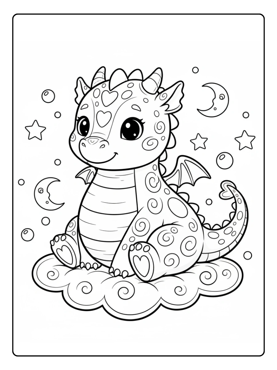 Fantasy Coloring Pages – Cute Dragon