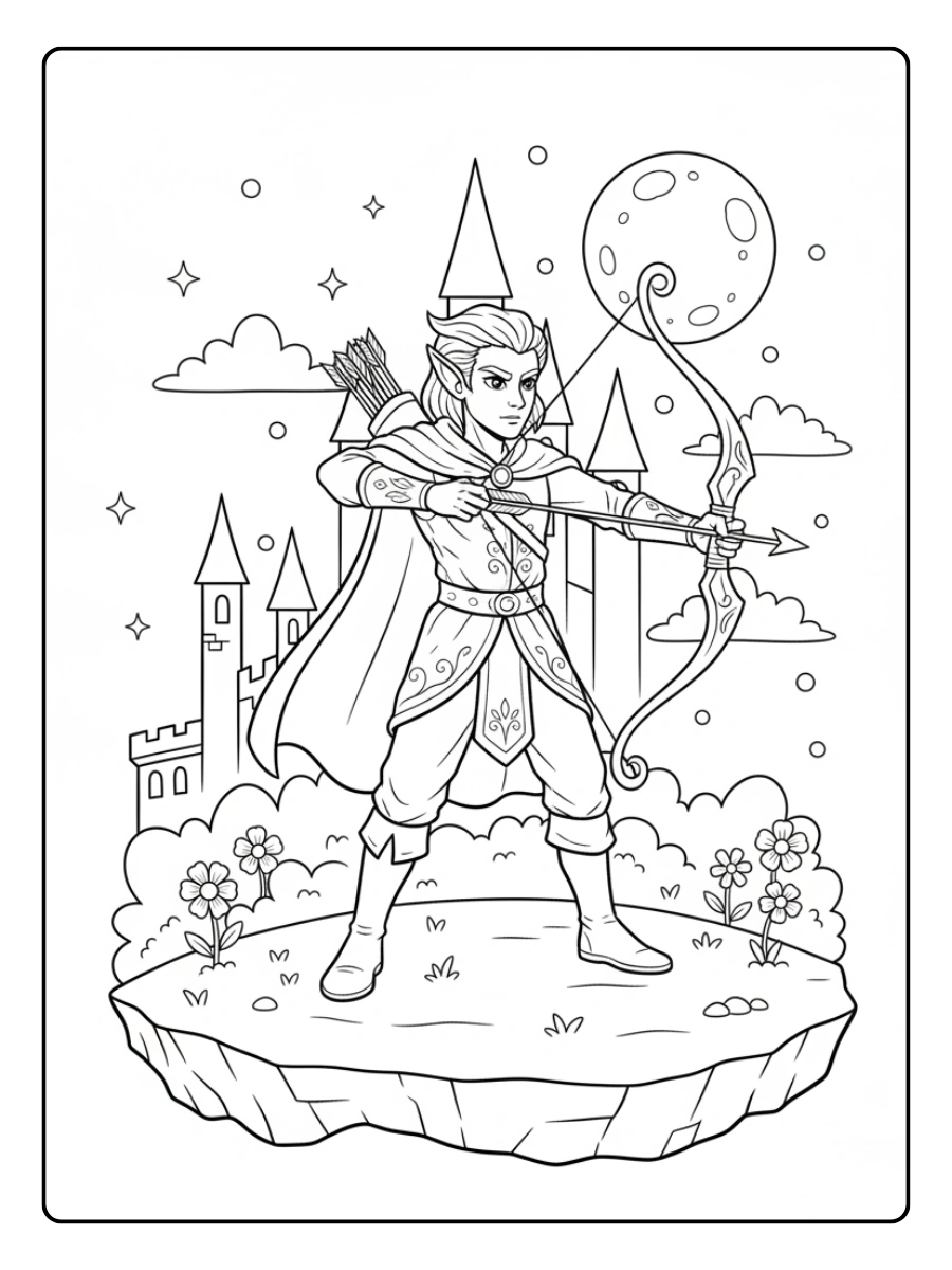 Fantasy Coloring Pages – Elf Archer