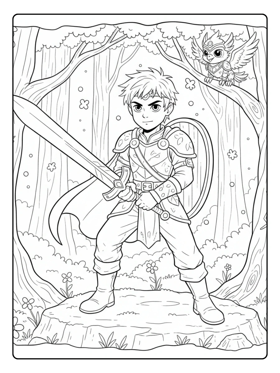 Fantasy Coloring Pages – Fantasy Warrior Boy