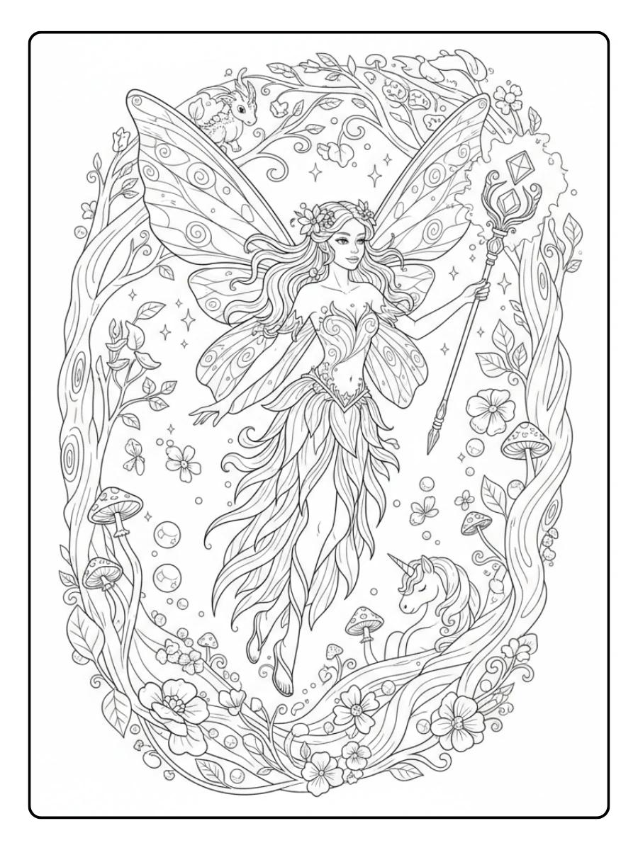 Fantasy Coloring Pages – Magical Fairy