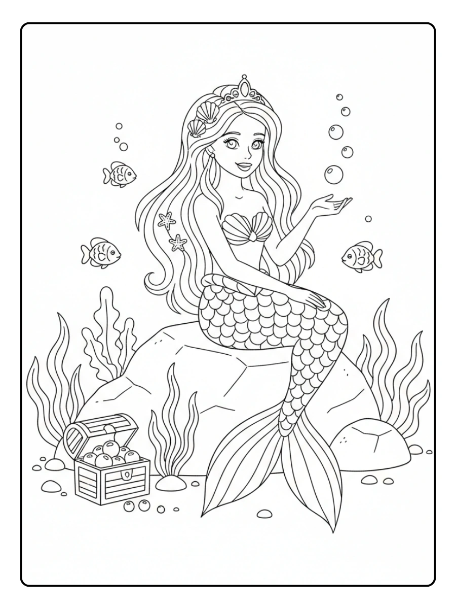 Fantasy Coloring Pages – Mermaid Princess
